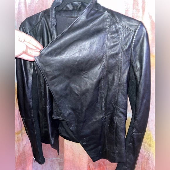 Trouvé Draped Collar Leather Jacket 🌵xs - Picture 10 of 16